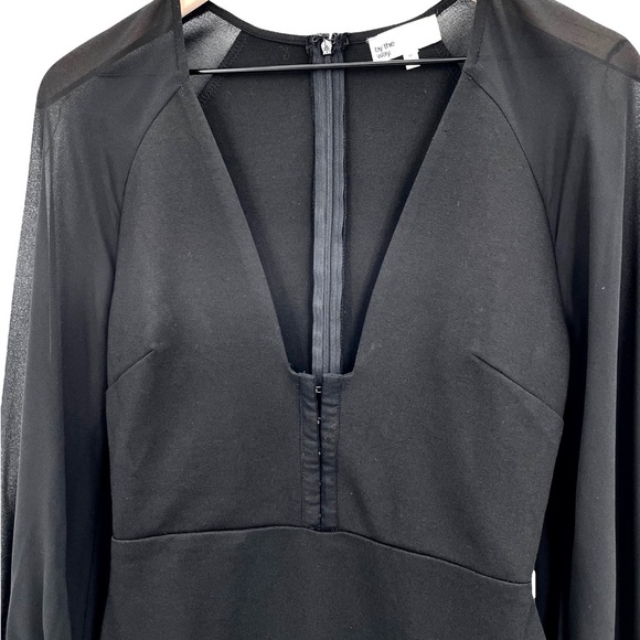 by the way Little Black Dress Sheer Balloon Long Sleeves V-Neck Mini Dress | XS - Picture 2 of 8